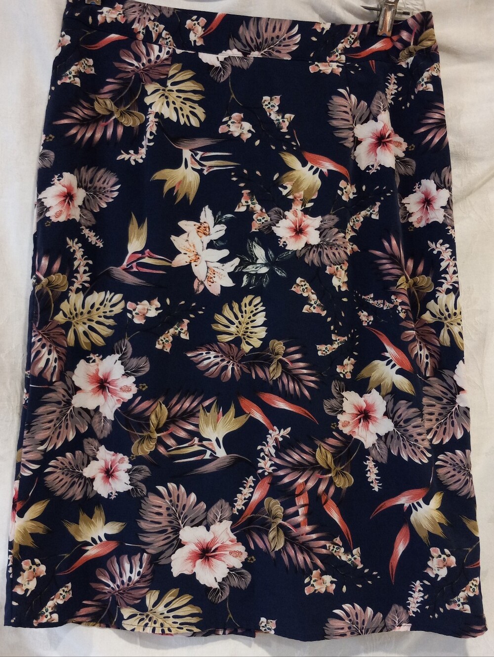 SHEIN Navy Floral Pencil Skirt with Tropical Print Size 12